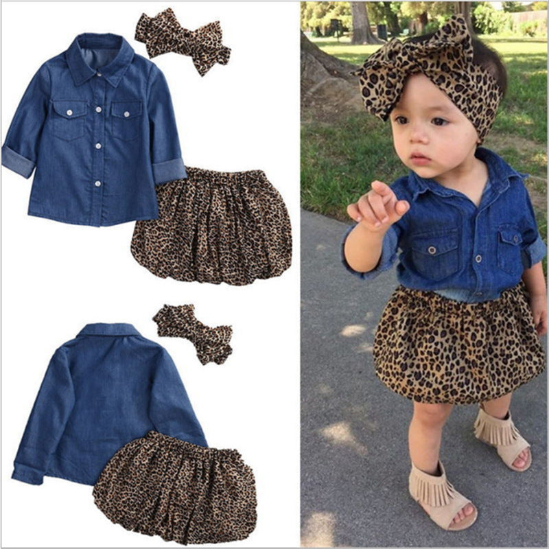 Baby Girl Blue Jean Shirt Tulle Overlay Dress Headband