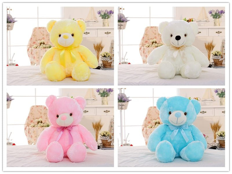 Creative Light Up LED Teddy Bear Stuffed Animals Plush Toy Colorful Glowing Christmas Gift For Kids Pillow