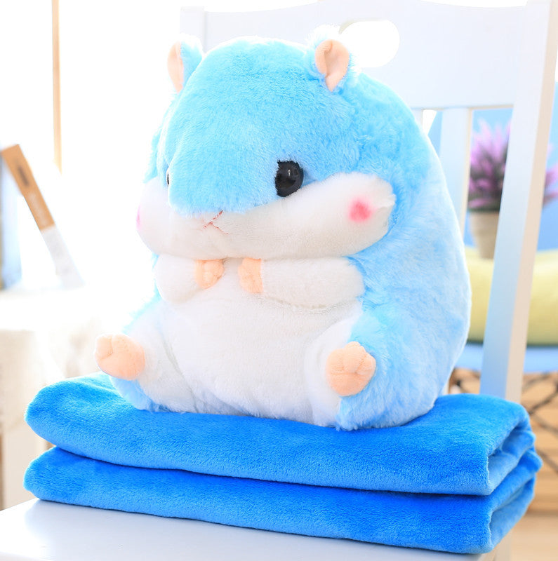 Cute Hamster Pillow Blanket Car Pillow Dual-use Cushion Blanket Large Air Conditioner Cushion Coral Fleece Blanket