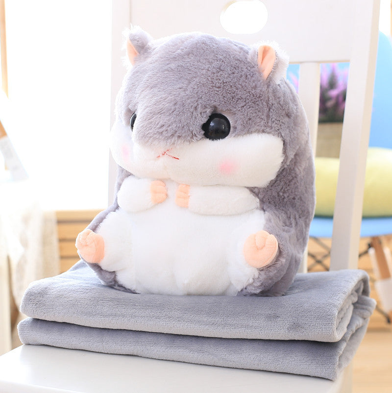 Cute Hamster Pillow Blanket Car Pillow Dual-use Cushion Blanket Large Air Conditioner Cushion Coral Fleece Blanket