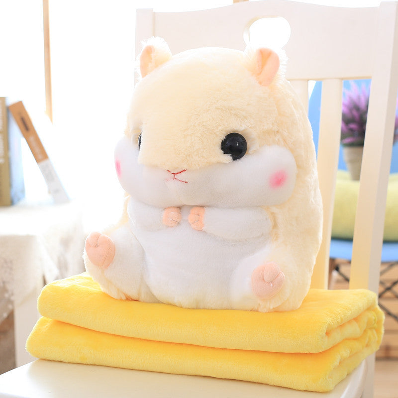 Cute Hamster Pillow Blanket Car Pillow Dual-use Cushion Blanket Large Air Conditioner Cushion Coral Fleece Blanket