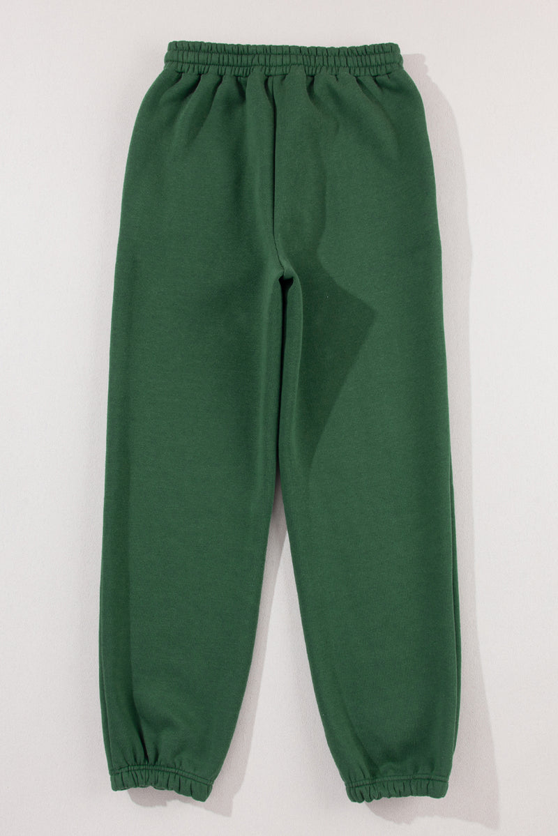 Mist Green Drawstring Waist Casual Jogger Pants