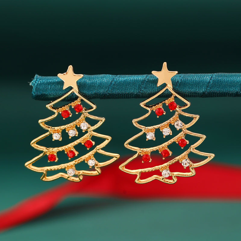 Colorful Zircon Christmas Tree Earrings