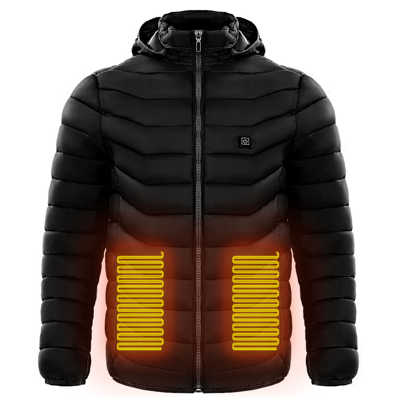 Men Heated Puffer Jacket Electric Heating Coat Insulated Hood Windbreaker 9Heat Zones