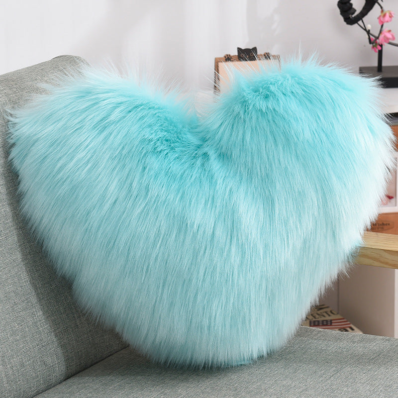 Throw Pillows Heart Shape Long Plush Fluffy Shaggy Cushion Cover Sofa Cushions Decorative Pillow Covers Pillowcase White