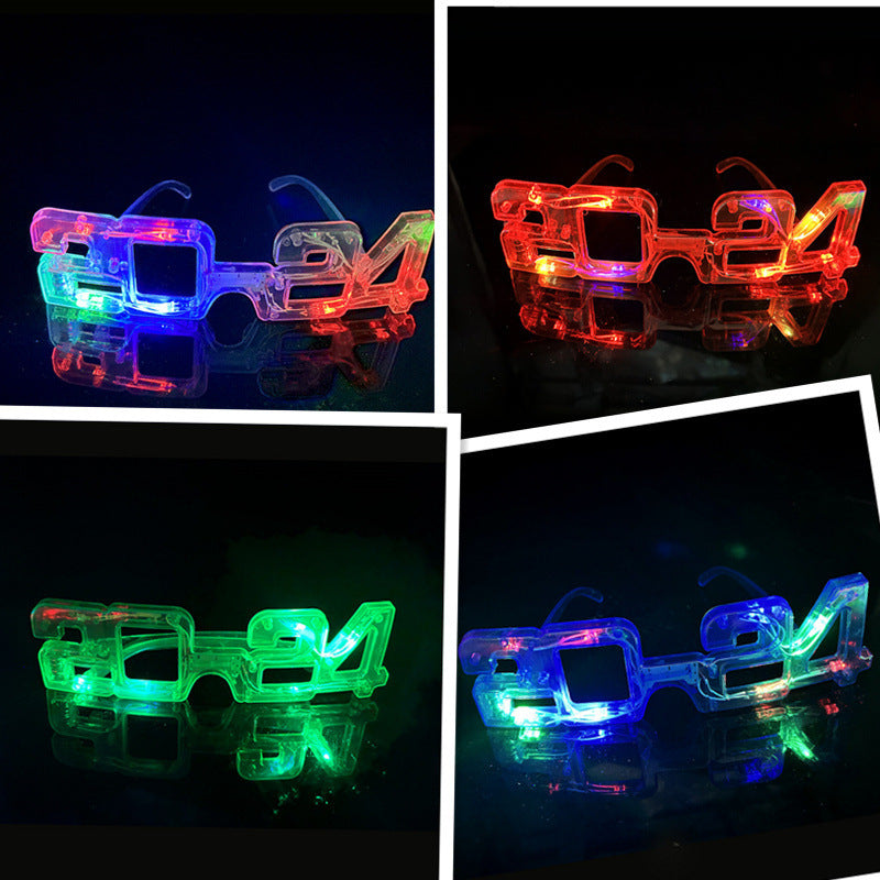 LED Glowing New Year Glasses 2024 Glitter Glasses For Party Evening Decoration