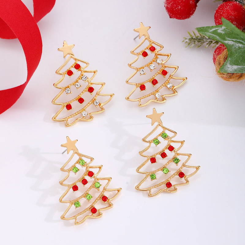 Colorful Zircon Christmas Tree Earrings